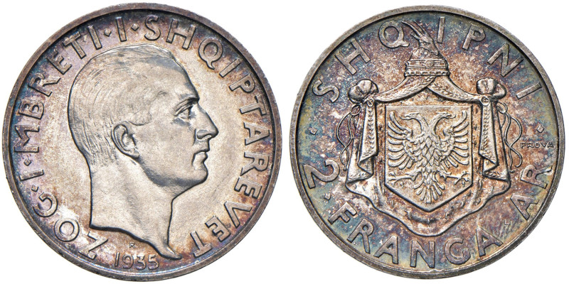 ALBANIA Amet Zogu (1925-1939) 2 Franga 1935 R Prova - Mont. 50 AG RRRR Solo 50 e...