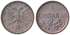 ALBANIA Amet Zogu (1925-1939) Qindar 1935 R Prova - Mont. 82 CU RRRR In slab NGC n° 6638768-010. Solo 50 esemplari coniati. Ex asta Nomisma 58 del 07/...