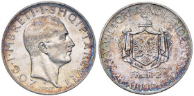 ALBANIA Amet Zogu (1925-1939) 2 Franga 1937 R Prova 25° Anniversario dell’Indipendenza - Mont. 52 AG RRRR Solo 50 esemplari coniati. Ex asta Palombo 1...