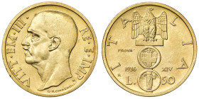 Vittorio Emanuele III (1900-1943) 50 Lire 1936 Prova - Nomisma P11; Luppino PP130 AU RRRR 
FDC
