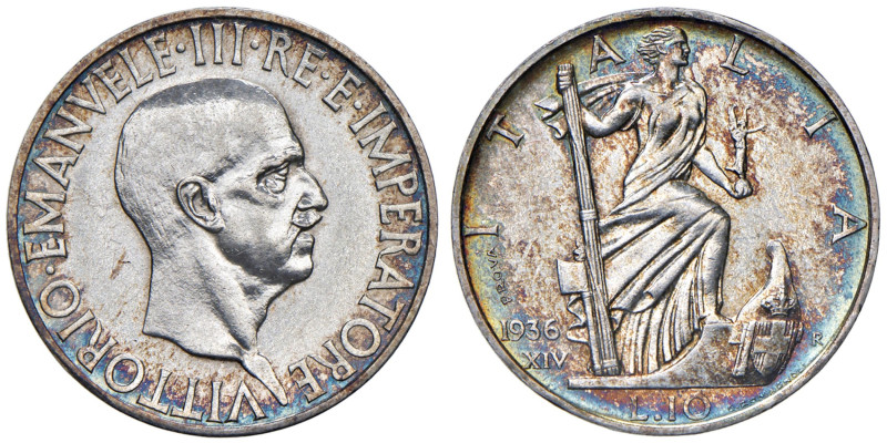 Vittorio Emanuele III (1900-1943) 10 Lire 1936 Prova - Nomisma P25; Luppino PP16...