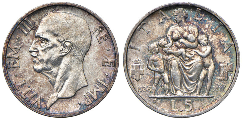 Vittorio Emanuele III (1900-1943) 5 Lire 1936 - Nomisma 1144 AG 
FDC
