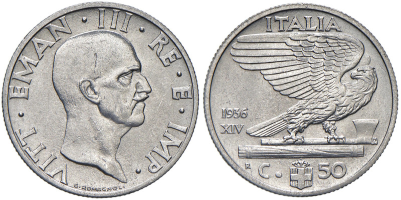 Vittorio Emanuele III (1900-1943) 50 Centesimi 1936 - Nomisma 1253 NI R 
FDC