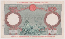 Africa Orientale Italiana - 100 Lire Aquila Romana del 1938 A16 3956 Gig. AOI 2A R 
BB++