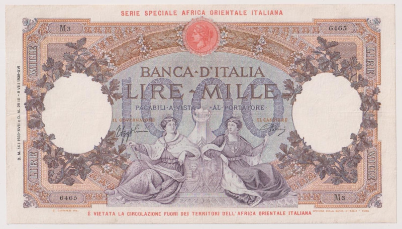 Africa Orientale Italiana - 1000 Lire Regine del Mare del 1939 M3 6465 Gig. AOI ...