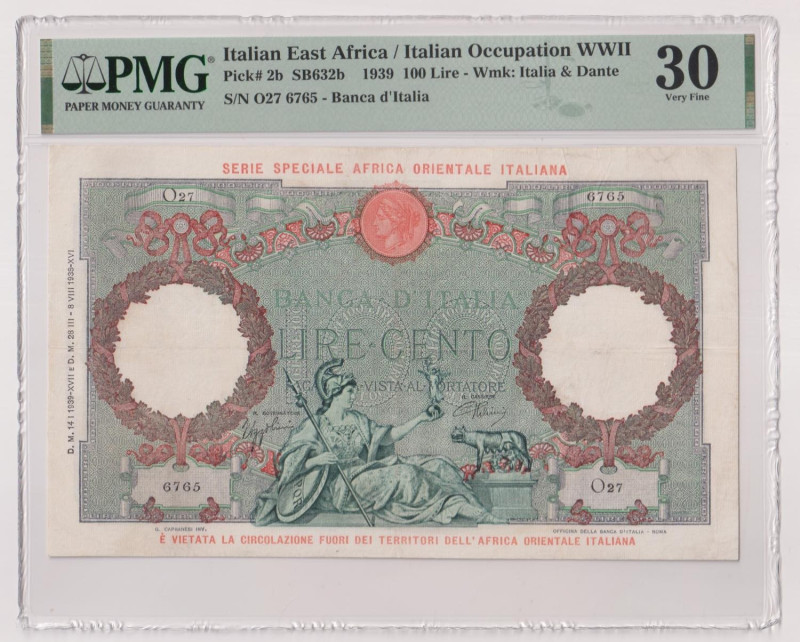 Africa Orientale Italiana - 100 Lire Aquila Romana del 1939 Q27 6765 Gig. AOI 2B...