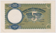 ALBANIA Banca Nazionale d'Albania, Regno d'Italia e Albania - 5 Franchi del 1939 SPECIMEN con perforazione "ANNULLATO" . Gav. 03.137 R
SUP
