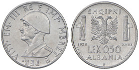 Vittorio Emanuele III Albania (1900-1943) 0,50 Lek 1939 Prova - Nomisma P89; Luppino PP324 AC RRRR Ex Asta Varesi XXXII, Collezione D’Incerti del 20/4...