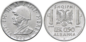 Vittorio Emanuele III Albania (1900-1943) 0,50 Lek 1939 antimagnetico - Nomisma 1457 AC/NI Ex Asta Inasta 58 del 03/03/2015, lotto 6385.
SPL+