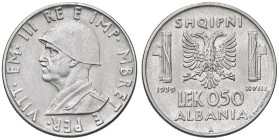 Vittorio Emanuele III Albania (1900-1943) 0,50 Lek 1939 magnetico - Nomisma 1458 Var AC 
SPL+