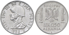 Vittorio Emanuele III Albania (1900-1943) 0,50 Lek 1940 - Nomisma 1459 AC 
qFDC