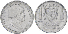 Vittorio Emanuele III Albania (1900-1943) 0,20 Lek 1940 - Nomisma 1463 var. an. XVII AC RRRR 
BB-SPL