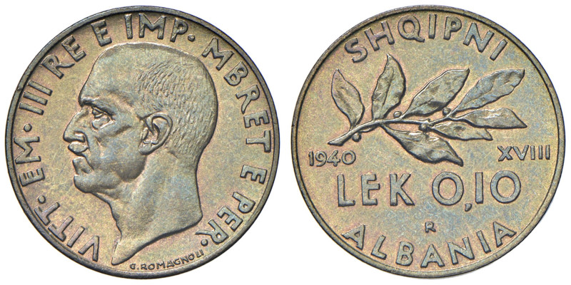 Vittorio Emanuele III Albania (1900-1943) 0,10 Lek 1940 - Nomisma 1465 CU 
FDC