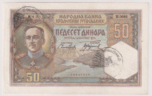 Occupazione Italiana del Montenegro 1941 - 50 Dinari della Banca Nazionale del Regno di Jugoslavia 01/12/1931 con sovrastampa a timbro "Verificato" (1...