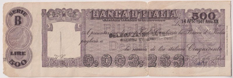 Africa Orientale Italiana, Etiopia, filiale di Dessie - Vaglia Cambiario Banca d...