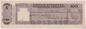 Africa Orientale Italiana, Eritrea, filiale di Asmara - Vaglia Cambiario Banca d'Italia da 100 Lire al Portatore Gav. 03.195 RRRRR Questo esemplare è ...