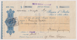 ETIOPIA filiale di Addis Abeba - Assegno bancario della Banca d' Italia datato 20/08/1937
BB++