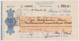 ETIOPIA filiale di Addis Abeba - Assegno bancario della Banca d' Italia datato 14/11/1939
SPL/SUP