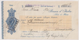 ETIOPIA filiale di Harar - Assegno bancario della Banca d' Italia datato 20/11/1937
BB/SPL