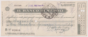 ALBANIA filiale di Scutari - Assegno bancario del Banco di Napoli datato 02/12/1942
BB