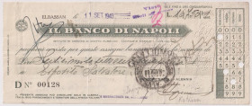 ALBANIA filiale di Elbasan - Assegno bancario del Banco di Napoli datato 11/09/1943
BB