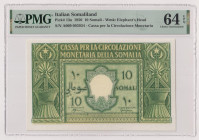 AFIS (Amministrazione fiduciaria italiana della Somalia) - 10 Somali del 1950, firme Spinelli - Giannini, A009 093934 Gig. AFS 4A R In slab PMG n° 191...