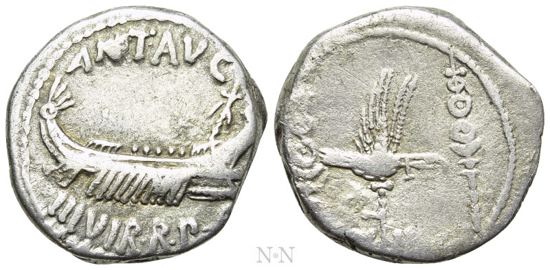 MARK ANTONY. Denarius (32-31 BC). Uncertain mint, possibly Patrae. 

Obv: ANT ...