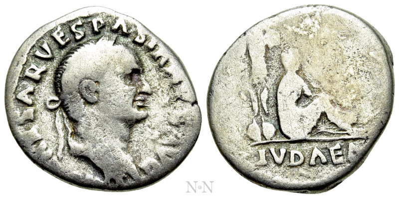 VESPASIAN (69-79). Denarius. Rome. "Judaea Capta" issue. 

Obv: IMP CAESAR VES...
