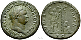 TITUS (Caesar, 69-79). Sestertius. Rome. “Judaea Capta” issue