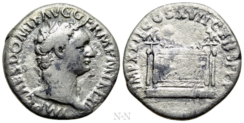 DOMITIAN (81-96). Denarius. Rome. 

Obv: IMP CAES DOMIT AVG GERM P M TR P XV. ...