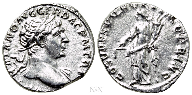 TRAJAN (98-117). Denarius. Rome. 

Obv: IMP TRAIANO AVG GER DAC P M TR P. 
La...