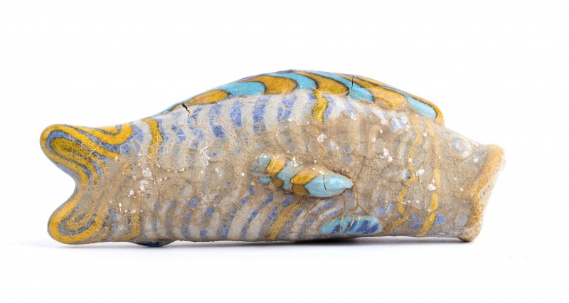 Egyptian polychrome glass flask in the form of a Nile Perch
18th Dynasty (1549-...
