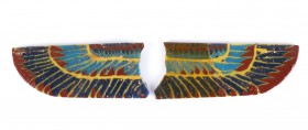 Egyptian Horus Wings mosaic glass inlay
Ptolemaic Period (ca. 300-50 BC); length cm 10 each; Residues of the original ancient glue on the back. Prove...