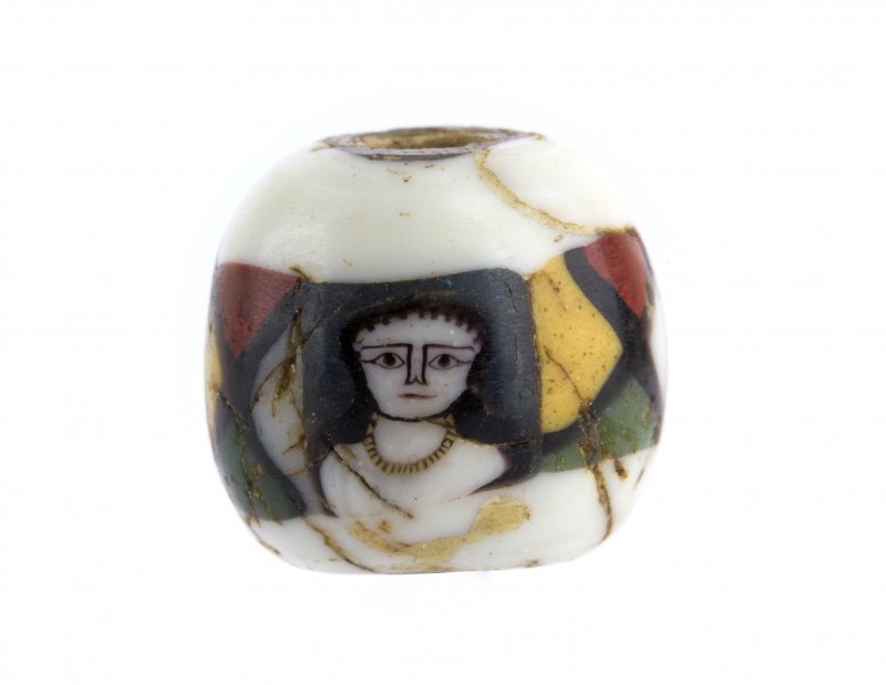 Egyptian Face Bead mosaic glass 
1st century BC - 1st century AD; height cm 1; ...
