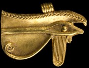 Egyptian Gold Wedjat Eye Amulet
26th - 29th Dynasty (664-380 BC); length mm 28; gr 4,73; Provenance: The Gotha Precious Collection: property of a Swi...