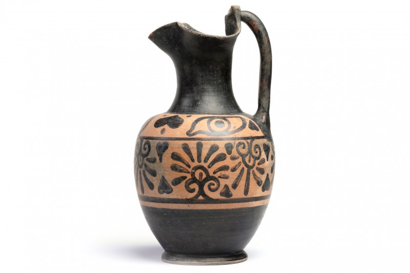 Etruscan Black-Figure Trefoil-Mouth Oinochoe
Attributed to the Micali painter S...