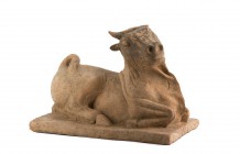 Roman Terracotta Votive Bull
3rd - 2nd century BC; height cm 20; length cm 28. Provenance: English private collection, acquired before 2000.