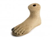 Roman Terracotta Votive Left Foot
3rd - 2nd century BC; height cm 15; length cm 22. Provenance: English private collection, acquired before 2000.