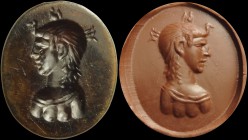 A roman agate intaglio. Bust of Ptolemaic queen-Isis. The effigy is turned to the left, with head in profile and facing bust. The figure is characteri...