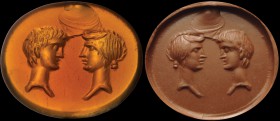 A roman sard intaglio. Facing busts of young Marc Anthony and Octavia. The characters are very skilfully depicted, especially if we consider the daint...