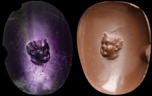 A roman republican amethyst intaglio. Private portrait of a young boy, turned three quarters. Extraordinary work, carried out with remarkable artistry...