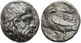 NORD-PERSIEN. Andragoras, 3. Jh. v. Chr. Andragoras, 3. Jh. v. Chr. Diobol ø 10mm (1.11g). ca. 250 - 245 v. Chr. Mzst.Hekatompylos(?). Vs.: Kopf des Z...
