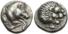 NORD-PERSIEN. Andragoras, 3. Jh. v. Chr.(?) Andragoras, 3. Jh. v. Chr.(?) Diobol ø 10mm (1.05g). ca. 260 - 250 v. Chr.(?) Vs.: Vorderteil eines n. r. ...
