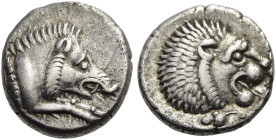 NORD-PERSIEN. Andragoras, 3. Jh. v. Chr.(?) Andragoras, 3. Jh. v. Chr.(?) Diobol ø 11mm (1.20g). ca. 260 - 250 v. Chr.(?) Vs.: Vorderteil eines n. r. ...