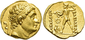 KÖNIGREICH BAKTRIEN. Diodotos I., ca. 255/50 - 230 v. Chr. Diodotos I., ca. 255/50 - 230 v. Chr. Stater ø 19mm (8.31g). Im Namen Antiochos' II., ca. 2...