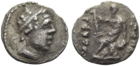 KÖNIGREICH BAKTRIEN. Euthydemos I., ca. 225 - 200 v. Chr. Euthydemos I., ca. 225 - 200 v. Chr. Hemiobol ø 8mm (0.23g). ca. 225 - 208 v. Chr. Vs.: Kopf...