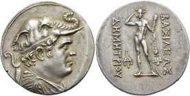 KÖNIGREICH BAKTRIEN. Demetrios I., ca. 200 - 190 v. Chr. Demetrios I., ca. 200 - 190 v. Chr. Tetradrachme ø 33mm (16.95g). Vs.: Drapierte Büste mit Di...