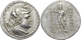 KÖNIGREICH BAKTRIEN. Demetrios I., ca. 200 - 190 v. Chr. Demetrios I., ca. 200 - 190 v. Chr. Tetradrachme ø 34mm (16.16g). Vs.: Drapierte Büste mit Di...