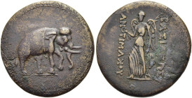 KÖNIGREICH BAKTRIEN. Antimachos I. Theos, ca. 178 - 170 v. Chr. Antimachos I. Theos, ca. 178 - 170 v. Chr. Nominal B ø 24mm (7.13g). Vs.: Elefant n. r...