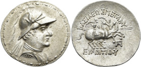 KÖNIGREICH BAKTRIEN. Eukratides I. Megas, ca. 170 - 145 v. Chr. Eukratides I. Megas, ca. 170 - 145 v. Chr. Tetradrachme ø 35mm (16.79g). ca. 163 - 145...